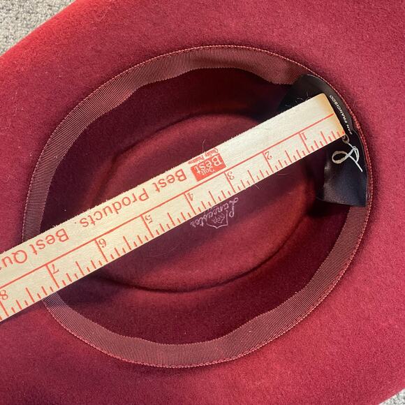 Sonni Bordeaux Lancaster Red Wool Wide Brim Bolero Hat Floral Leaf Accents Wire main image 11